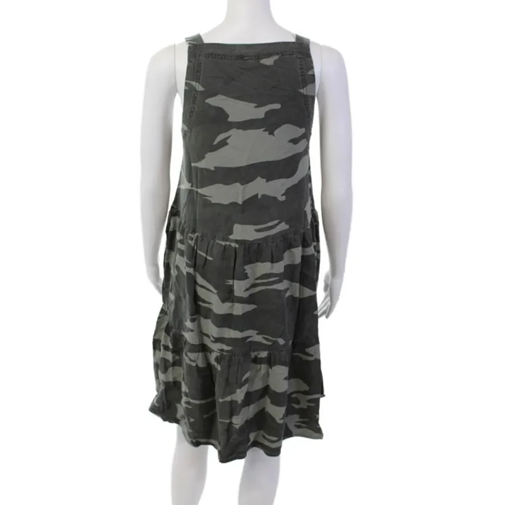 Splendid Women's V-Neck Sleeveless Tiered Mini Dress Camouflage Size XS